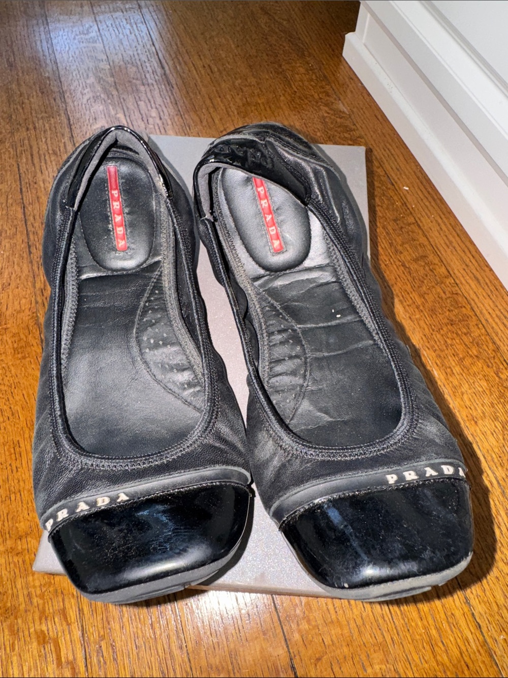 Prada Black Patent Toe Women's Ballet Flats